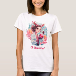 フェスティブな化学者の女性 水彩 科学アート Tシャツ