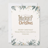 フェスティブな葉の装飾が施された、エレガントなクリスマスカードです。 招待状 (正面)