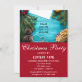 フェスティブな赤と青の会社のホリデー・クリスマス・パーティー 招待状 (正面)