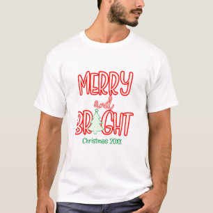フェスティブな陽気なクリスマスツリー レッド グリーン Tシャツ