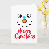 フェスティブな雪だるまの顔 メリークリスマス カード (黄色い花)
