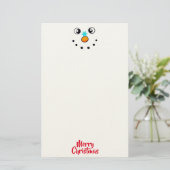 フェスティブな雪だるまの顔 メリークリスマス 便箋 (スタンド正面)