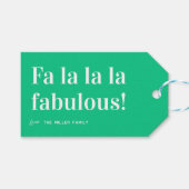 フェスティブな「Fa La La La Fabulous」クリスマス ギフトタグ (正面(横))