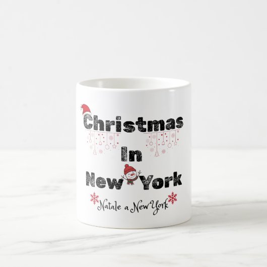 フェスティブなNYCクリスマス – 英語&イタリア語 コーヒーマグカップ (中央)