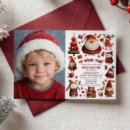 フェスティブなXmasの子供の誕生日パーティーの写真 招待状