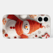 フェスティブオレンジの雪だるまの編み物クリスマスオーナメント Case-Mate iPhoneケース (裏面 (横))