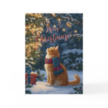 フェスティブオレンジキャットのクリスマスグリーティングカード