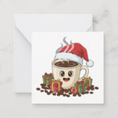 フェスティブカワイイクリスマスコーヒーサンタ帽 ノートカード (裏面)