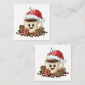 フェスティブカワイイクリスマスコーヒーサンタ帽 ノートカード (正面/裏面)