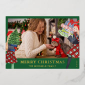 フェスティブガール クリスマスイラスト プラッド写真 箔シーズンカード (正面)