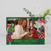 フェスティブガール クリスマスイラスト プラッド写真 箔シーズンカード (立ち正面)