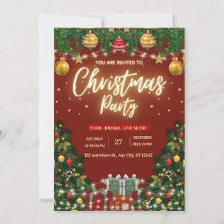 フェスティブクリスマスパーティー招待状 招待状