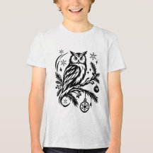 フェスティブクリスマスフクロウグラフィックTシャツ