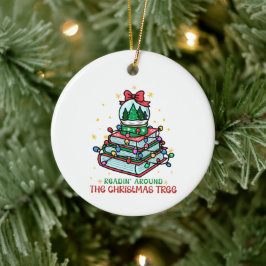 フェスティブクリスマスブックラバー セラミックオーナメント