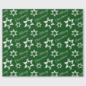 フェスティブグリーンとホワイトのメリークリスマス ラッピングペーパー (フラット)