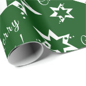 フェスティブグリーンとホワイトのメリークリスマス ラッピングペーパー (ロールコーナー)