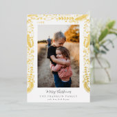 フェスティブグリーンボーダー写真 箔シーズンカード (立ち正面)