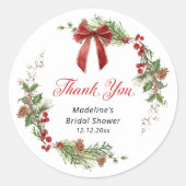 フェスティブグリーン クリスマス ブライダルシャワー ラウンドシール (正面)