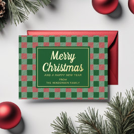 フェスティブグリーン・タータンチェック・クリスマスゴールド 箔シーズンカード