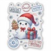 フェスティブゴーストクリスマスステッカー シール (正面)