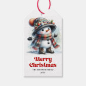 フェスティブスノーマンキッズギフトタグ 編集可能 クリスマス ギフトタグ (正面)