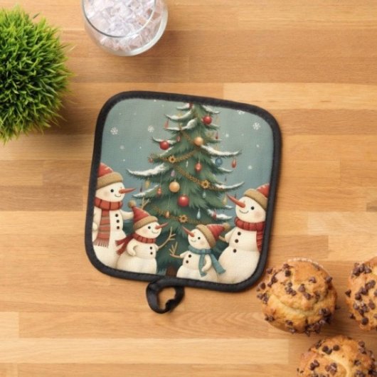 フェスティブスノーマンファミリークリスマスコレクション 鍋敷き