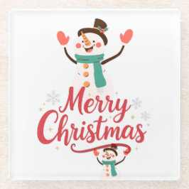 フェスティブスノーマンメリークリスマスリップバーム ガラスコースター