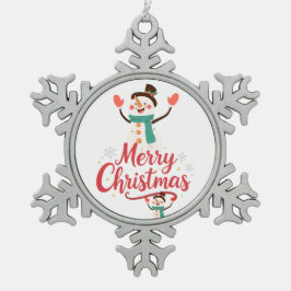 フェスティブスノーマンメリークリスマスリップバーム スノーフレークピューターオーナメント