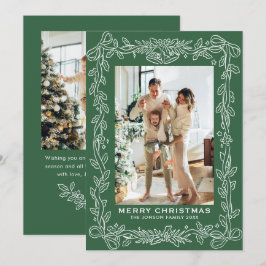 フェスティブセージグリーンのクリスマスリボン 2 枚の写真 シーズンカード