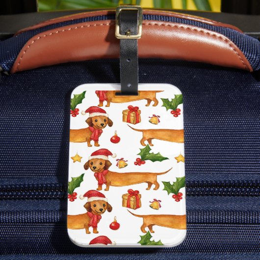 フェスティブダックスのクリスマスパターン ラゲッジタグ (正面インサイチュ2)