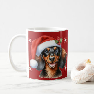 フェスティブダックスフンドクリスマスマグカップ – かわいいサワードッグ コーヒーマグカップ