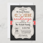 フェスティブチョークボードクッキーエクスチェンジクリスマスパーティ 招待状 (正面)