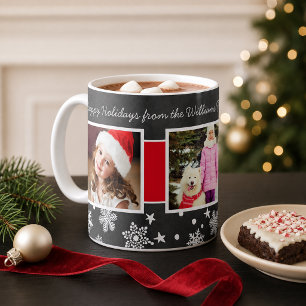 フェスティブブラックチョークボードクリスマスフォトコラージュ コーヒーマグカップ