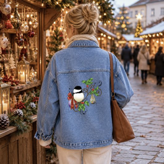 フェスティブブルーヴィンテージクリスマスチカデイ デニムジャケット