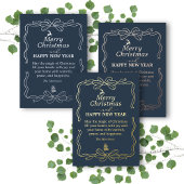 フェスティブブルー - モダンなリボン ファミリー ホリデーカード 箔シーズンカード