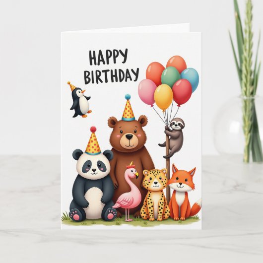 フェスティブベアパンダ誕生日カード カード (正面)