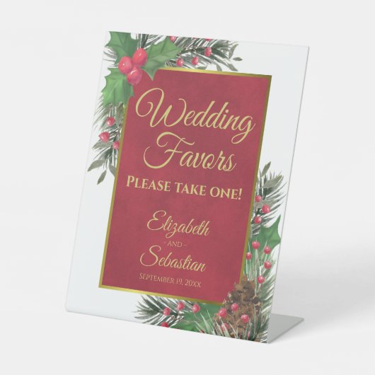 フェスティブホリー＆パインホワイトクリスマス 結婚式の引出物 サイン (正面)