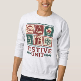 フェスティブユニット(2) レトロクリスマスアイコン グリッド スウェットシャツ