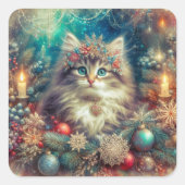 フェスティブヴィンテージクリスマスキティー スクエアシール (正面)