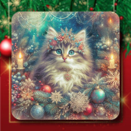 フェスティブヴィンテージクリスマスキティー スクエアシール
