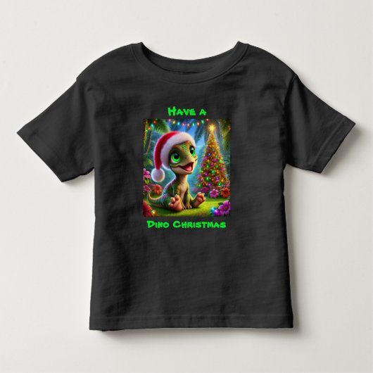 フェスティブ恐竜クリスマス トドラーTシャツ (正面)