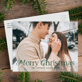 フェスティブ エレガンス グリーン メリークリスマス 写真 シーズンポストカード