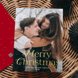 フェスティブ エレガンス メリークリスマス 赤 写真 箔シーズンカード