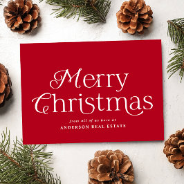 フェスティブ エレガンス 赤 メリークリスマス ビジネス シーズンカード