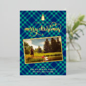 フェスティブ グリーン & ブルー プライド フォト 箔シーズンカード (立ち正面)