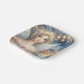 フェスティブ ゴールド ウォーターカラー エーテリアル フロスト スノー エンジェル ペーパープレート (傾斜あり)