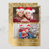 フェスティブ ゴールド グラム 2 フォト コラージュ シーズンカード (正面/裏面)