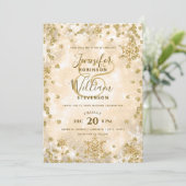 フェスティブ ゴールド スパークル エレガント ウィンター ウェディング 招待状 (スタンド正面)
