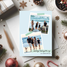 フェスティブ ストライプ テープ - V1 - フォト ホリデー フラット カード