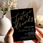 フェスティブ ドリンク クリスマス エレガント ブラックとゴールド 招待状